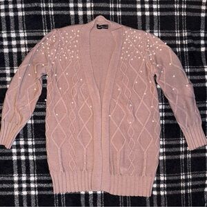 On Twelfth Women's Pink and Pearl Cardigan Sweater